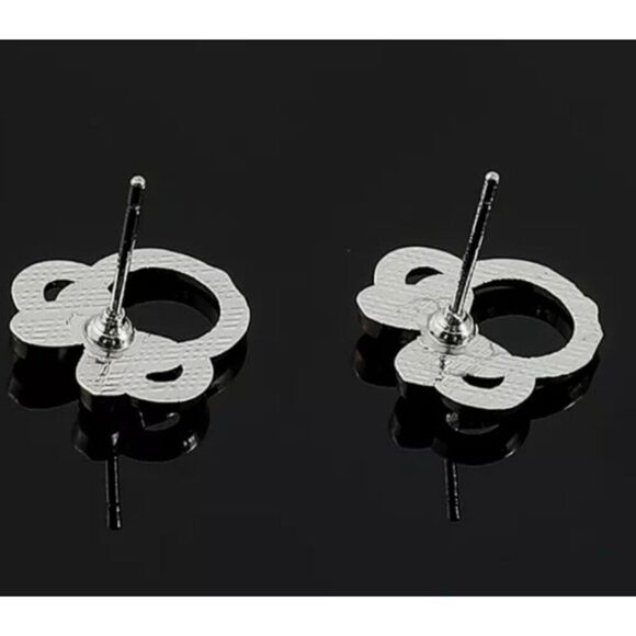 NWT Minnie Mouse Silver Plated Rose Gold Bow Silhouette Stud Earrings ￼￼￼ - Picture 5 of 6